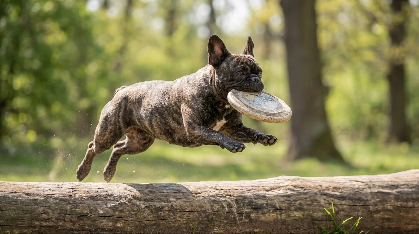 French Bulldog engaged in play showing the breed's energy and athleticism