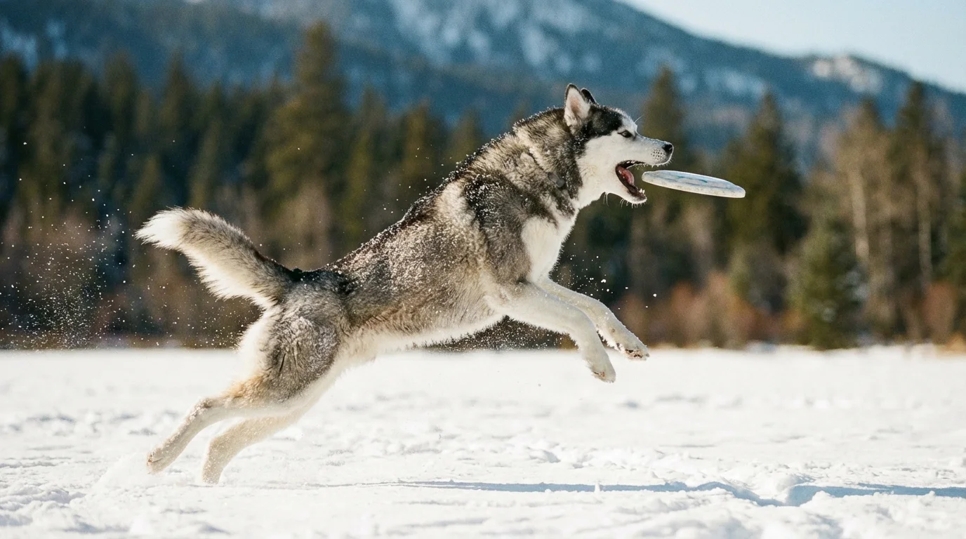 Siberian Husky running outdoors showing the breed's athletic ability